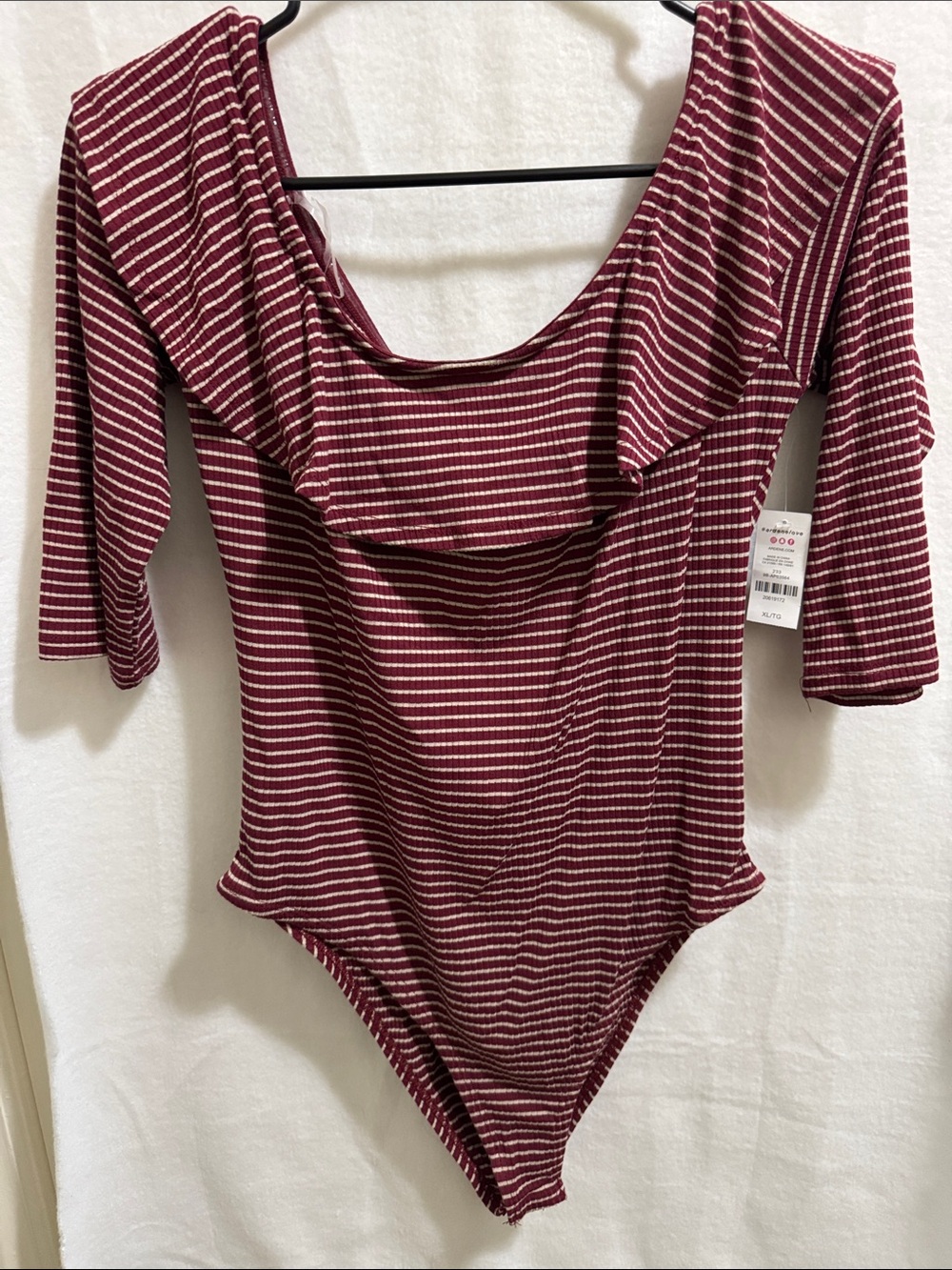 Ardene Striped Maroon Woman's One-Piece Bodysuit